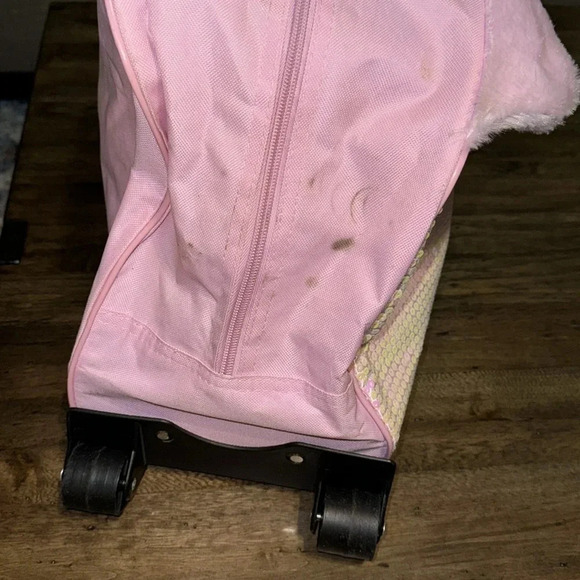 love2design pink unicorn sequin zipper travel luggage kids bag rolling suitcase - Picture 4 of 10